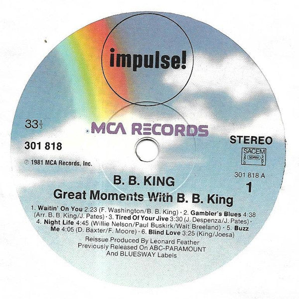 B.B. KING, Great Moments With B.B. King (MCA Records; 301 820, Europe 1981, Gatefold) 2xLP VG/VG+ - Image 3