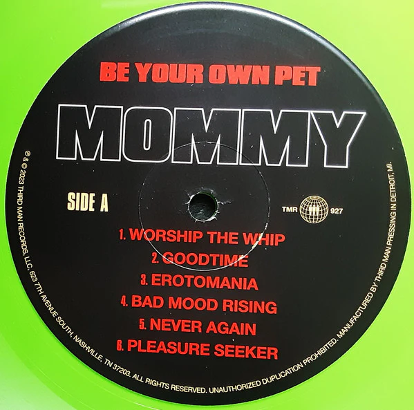 BE YOUR OWN PET, Mommy (Third Man Records; TMR 927, 2023, Insert, Green Vinyl) LP VG+/EX - Image 3