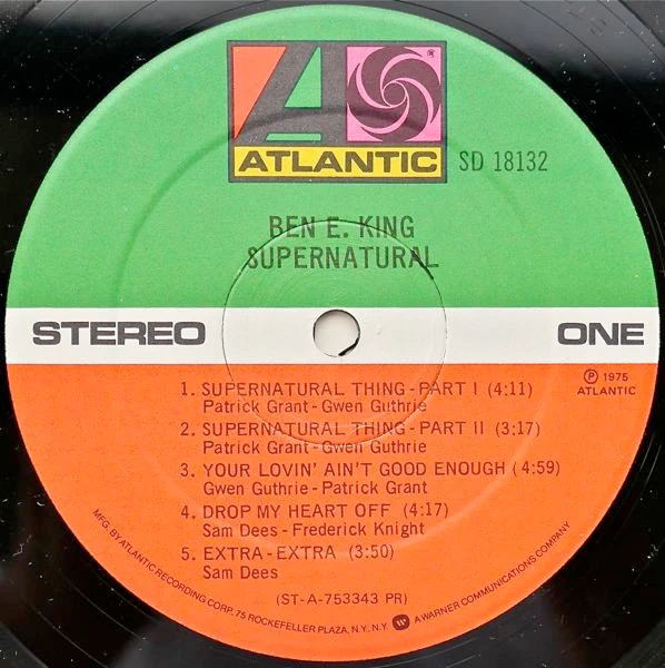 BEN E. KING, Supernatural (Atlantic Orange & Green - With W Logo On Label Rim; SD 18132, US 1975, Inner) LP VG/VG - Image 3