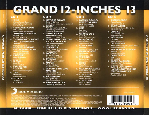 BEN LIEBRAND, Grand 12-Inches 13 (Sony Music; 88875080092, Netherlands 2015, Insert) 4xCD EX/EX - Image 2