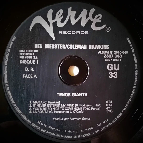 BEN WEBSTER / COLEMAN HAWKINS, Tenor Giants (Verve Records; 2610 046, France 1979 Reissue, Gatefold, 2 Inners) 2xLP VG+/VG+ - Image 3