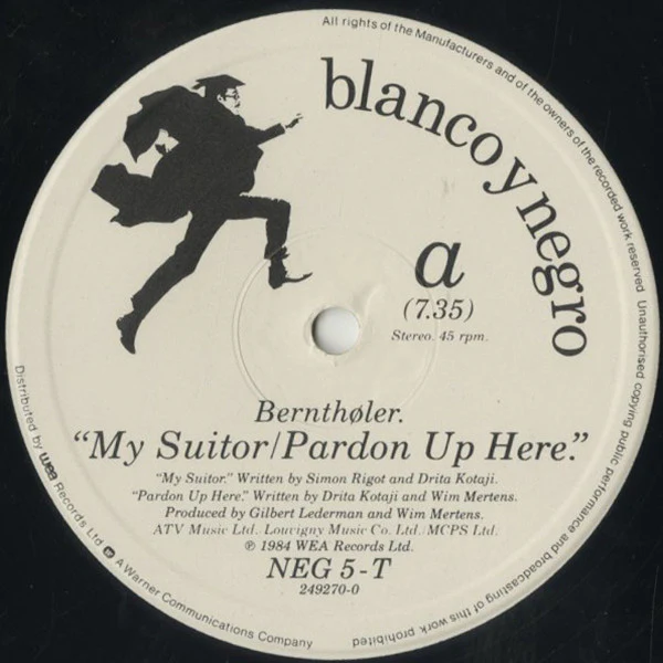 BERNTHOLER, My Suitor (Blanco y Negro; NEG 5T, UK 1984) 12" VG+/VG+ - Image 3