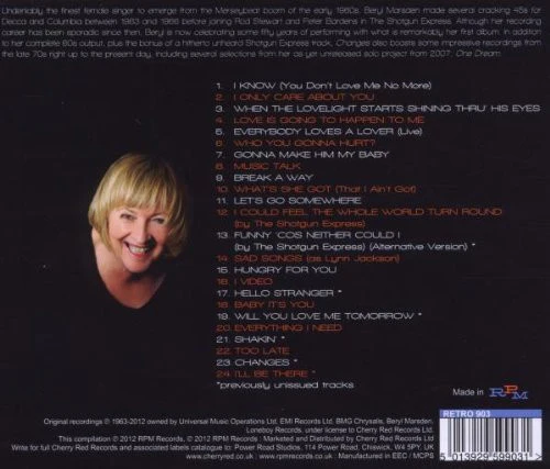 BERYL MARSDEN, Changes: The Story Of Beryl Marsden (RPM Records; RETRO 903, UK 2012, Merseybeat) CD VG+/VG+ - Image 2