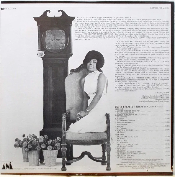 BETTY EVERETT, There'll Come A Time (UNI Records ; 73048, US 1969) LP /VG - Image 2