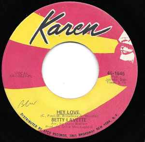 BETTY LAVETTE, A Little Help From My Friends / Hey Love (Karen Records; 45-1545, US 1969) 7" /EX - Image 2