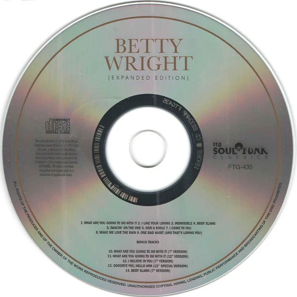 BETTY WRIGHT, Betty Wright (Funkytowngrooves; FTG 435, UK 2016) CD EX/EX - Image 3