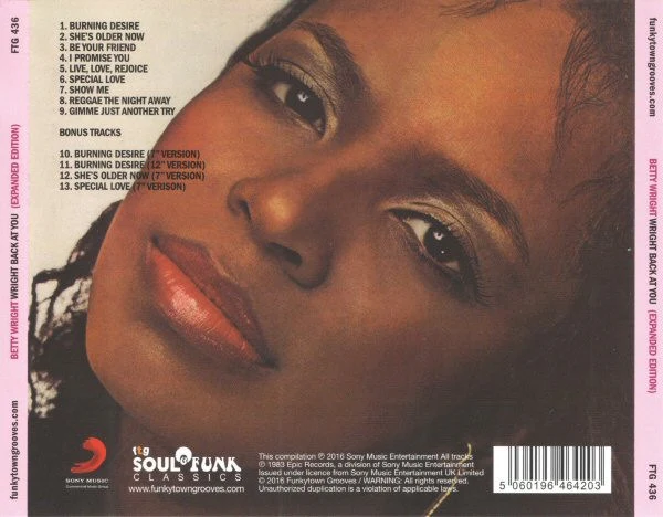 BETTY WRIGHT, Wright Back At You (Funkytowngrooves; FTG 436, UK 2016 Reissue, Jewel Case) CD VG+/EX - Image 2