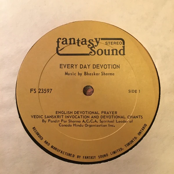 BHASKAR SHARMA, Every Day Devotion (Fantasy Sound; FS23597, Canada 1980, Pasteback Sleeve), SALE - Up to 50% Off the Original Price LP VG/VG+ - Image 3