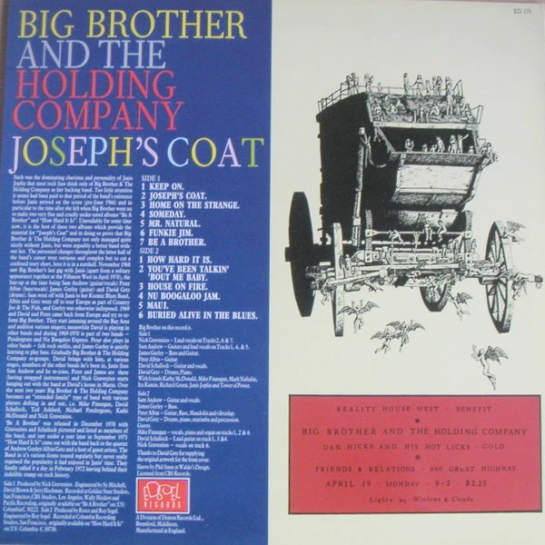 BIG BROTHER AND THE HOLDING COMPANY, Joseph's Coat (Edsel Records; ED 170, UK 1986), SALE - Up to 50% Off the Original Price  LP VG+/EX - Image 2