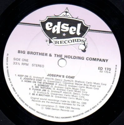 BIG BROTHER AND THE HOLDING COMPANY, Joseph's Coat (Edsel Records; ED 170, UK 1986), SALE - Up to 50% Off the Original Price  LP VG+/EX - Image 3