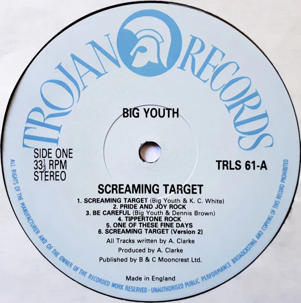 BIG YOUTH, Screaming Target (Trojan Records; TRLS 61, UK 1972, Allied Records Pressing.) LP VG+/VG - Image 3