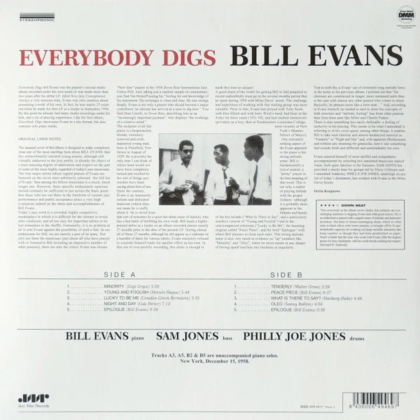 BILL EVANS, Everybody Digs Bill Evans (Jazz Wax Records; JWR 4517, Europe 2009 Reissue, 180 Gram Vinyl) LP NEW/NEW - Image 2