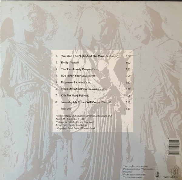 BILL EVANS TRIO, Consecration 1 (Timeless; SJP 331, Netherlands 1990, Picture Sleeve) LP VG/VG - Image 2