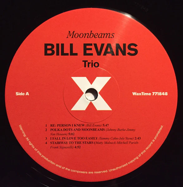 BILL EVANS TRIO, Moon Beams (Wax Time; LP771848, UK 2014 Reissue) LP NEW/NEW - Image 3