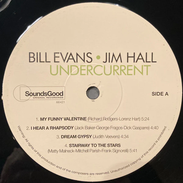 BILL EVANS/JIM HALL, Undercurrent (SoundsGood Original Recordings; 66421, 2024 Reissue, Gatefold) LP NEW/NEW - Image 3