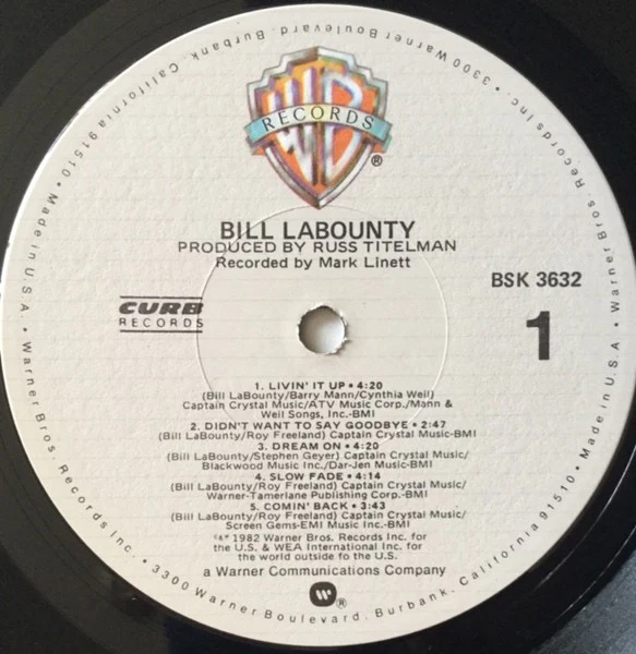BILL LABOUNTY, Bill LaBounty (Warner Bros. Records; BSK 3632, US 1982, Winchester Pressing) LP VG/VG - Image 3