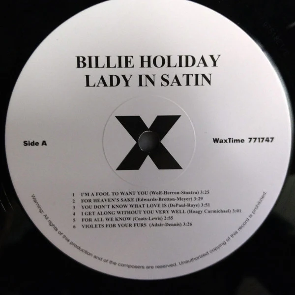 BILLIE HOLIDAY WITH RAY ELLIS AND HIS ORCHESTRA, Lady In Satin (WaxTime; 771747, Europe 2012 Reissue, 180 Gram Black Vinyl) LP NEW/NEW - Image 3