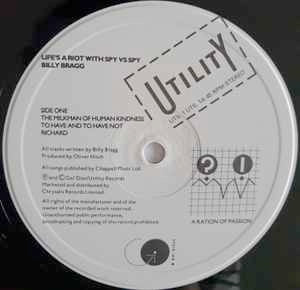 BILLY BRAGG, Life's A Riot With Spy Vs Spy (Utillity; UTIL 1, UK 1983) Mini LP VG+/VG - Image 3