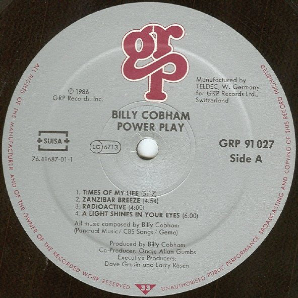 BILLY COBHAM, Powerplay (GRP; GRP 91027, Switzerland 1986, Inner) LP VG/VG+ - Image 3