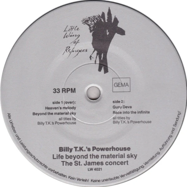BILLY T.K.'S POWERHOUSE, Life Beyond The Material Sky: The St. James Concert (Little Wing Of Refugees ; LW 4021/22, Germany 1991, Gatefold, 2 Inners), SALE - Up to 50% Off the Original Price 2xLP EX/EX - Image 3