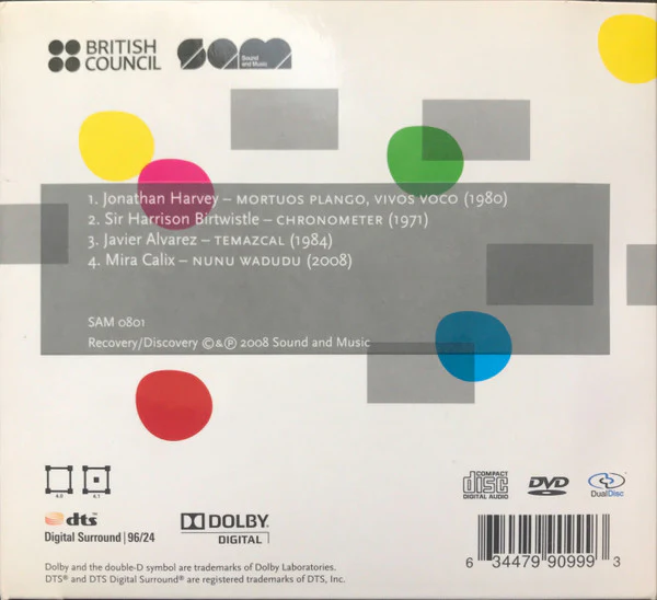 BIRTWISTLE - HARVEY - ALVAREZ - CALIX, Recovery/Discovery: 40 Years Of Surround Electronic Music In The UK (Sound and Music; SAM 0801, UK 2008) CD VG+/VG+ - Image 2