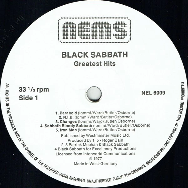 BLACK SABBATH, Greatest Hits (Castle Communications; NEL 6009, Germany 1985 Reissue) LP VG+/G+ - Image 3