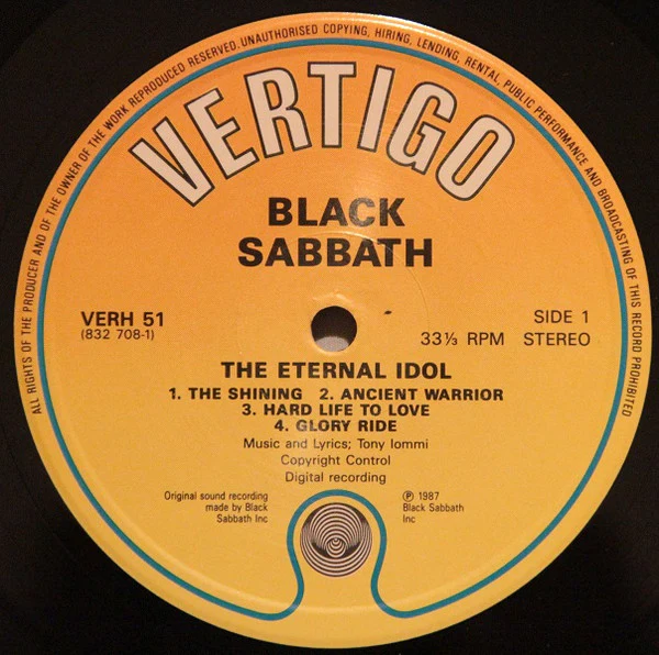 BLACK SABBATH, The Eternal Idol (Vertigo; VERH 51, UK 1987, Inner) LP VG+/VG+ - Image 2