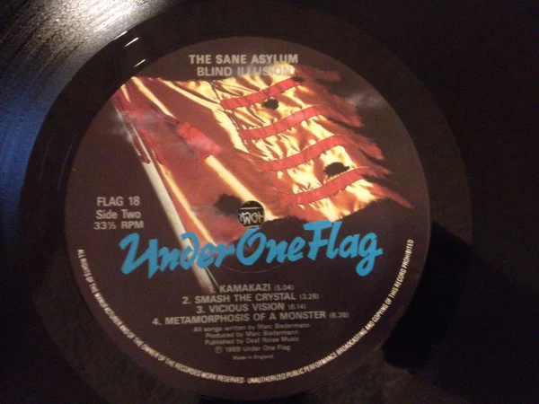 BLIND ILLUSION (PRE - PRIMUS), The Sane Asylum (Under One Flag; FLAG 18, UK 1988, Inner) LP VG/VG+ - Image 3