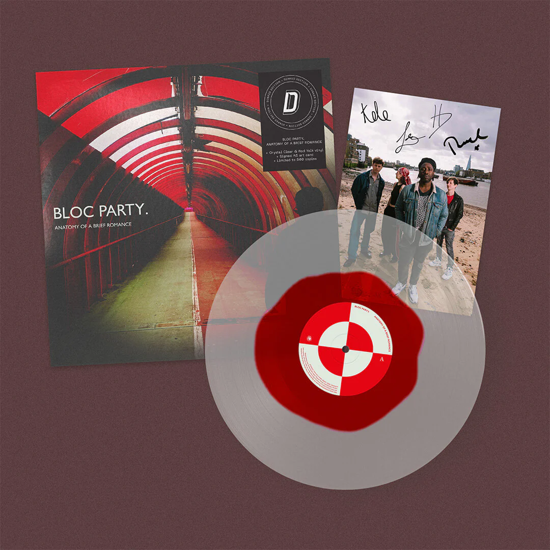 BLOC PARTY, Anatomy Of A Brief Romance - Dinked Edition (cOnTAGIOUS LTD; CON23LPX3, UK 2026, Crystal Clear and Red Yolk Vinyl, Limited Edition Pressing of 500, Dinked No. 401, Signed A5 Art LP NEW/NEW - PRE-ORDER