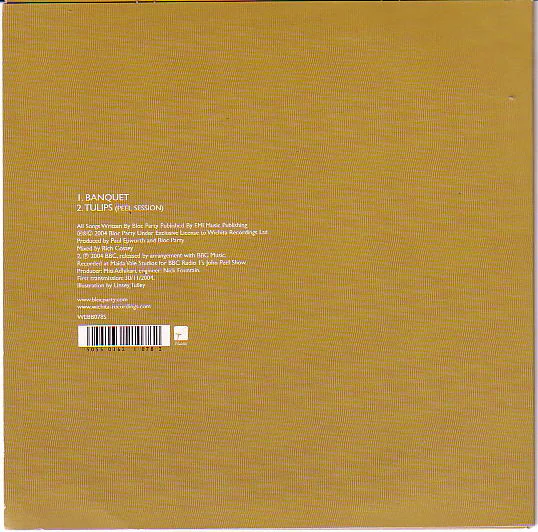 BLOC PARTY, Banquet / Tulips (Peel Session) (Wichita; WEBB078S, UK 2005, Picture Sleeve, Gold Vinyl) 7" VG+/EX - Image 2