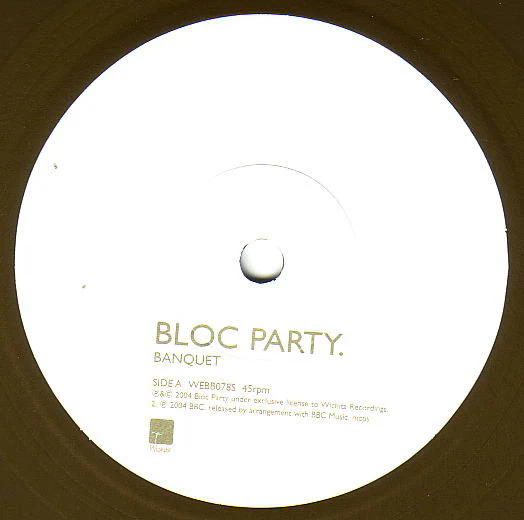 BLOC PARTY, Banquet / Tulips (Peel Session) (Wichita; WEBB078S, UK 2005, Picture Sleeve, Gold Vinyl) 7" VG+/EX - Image 3