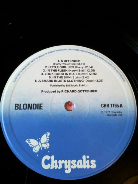 BLONDIE, Blondie (Chrysalis Blue/White; CHR 1165, UK 1977 Reissue, No "Tone" In Runouts) LP VG+/VG+ - Image 3