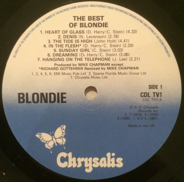 BLONDIE, The Best Of Blondie (Chrysalis ; CDL TV1, UK 1981, NO Poster, Stickered Sleeve, French Pressing for UK ) LP VG/VG+ - Image 3