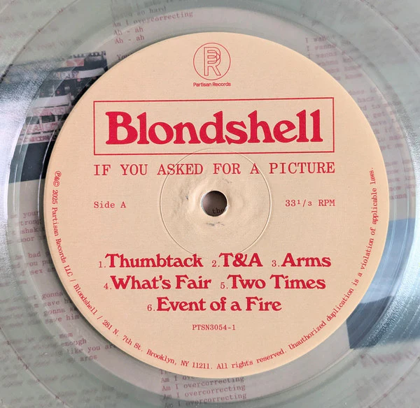 BLONDSHELL, If You Asked For A Picture (Partisan Records; PTSN3054-3, Worldwide 2025, Inner, Poster, Coke Bottle Clear Vinyl) LP NEW/NEW - Image 3