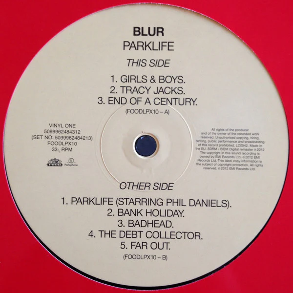 BLUR, Parklife (Food; FOODLPX10, UK 2018 Reissue, Gatefold, Inners, 180 Gram Vinyl) 2xLP NEW/NEW - Image 3