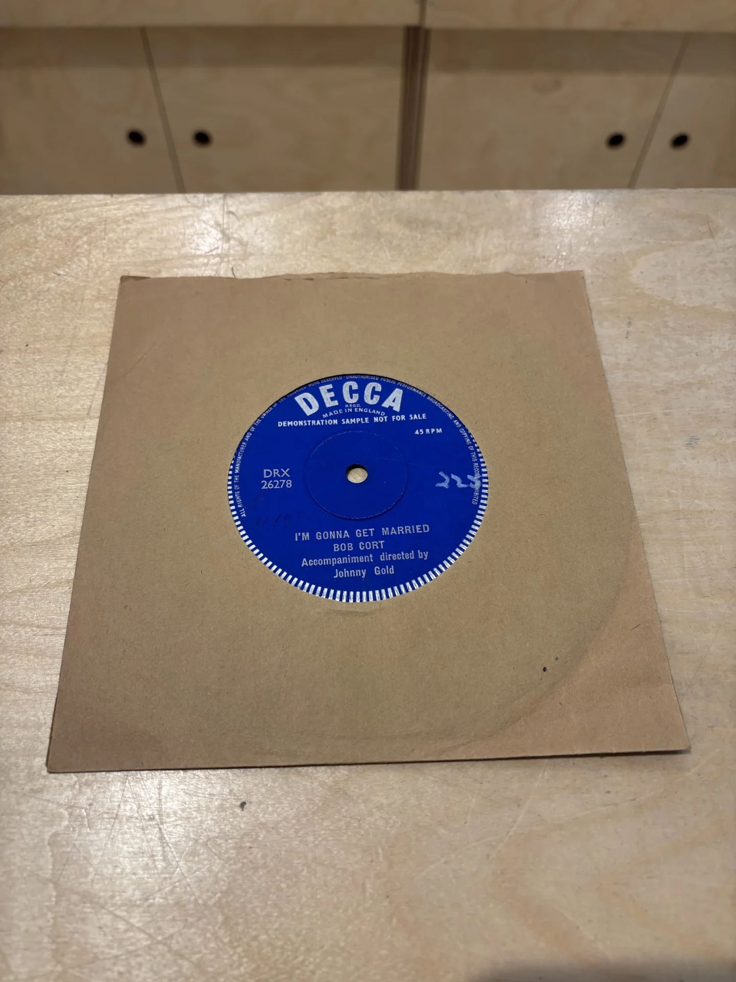 BOB CORT, I'm Gonna Get Married/ Kissin' Time (Decca; DRX 26278, UK 1959, DEMONSTRATION SAMPLE NOT FOR SALE, Single Sided, Solid Centres) 2x7" /VG