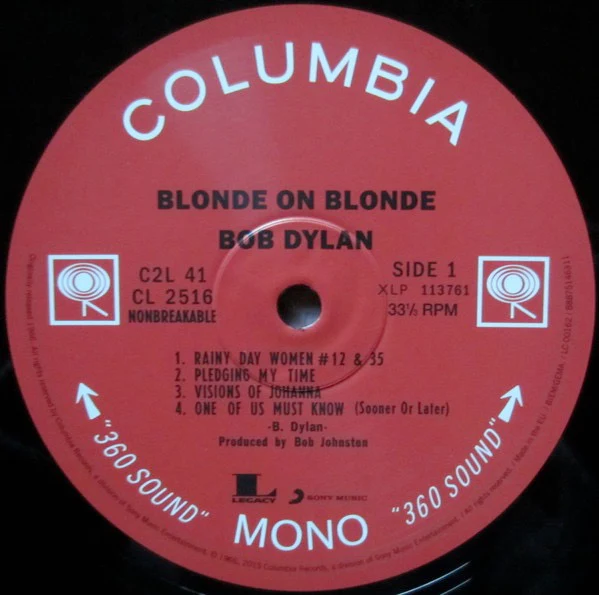 BOB DYLAN, Blonde on Blonde (Legacy Vinyl; 88875146311, Europe 2015 Reissue, Gatefold, Mono. 180 Gram Vinyl.) 2xLP EX/EX - Image 3