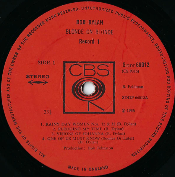 BOB DYLAN, Blonde on Blonde (CBS Orange (33 1/3 On Label); 66012, UK 1968 Reissue, Laminated Gatefold With Nine Photos on Inside Sleeve, Stereo, Feldman Credit, "Stuck Inside off Mobile With 2xLP VG/G - Image 3