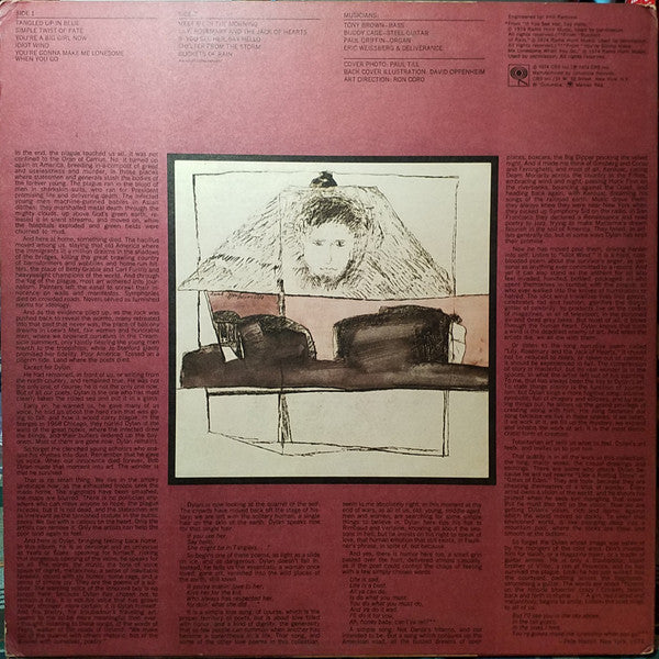 BOB DYLAN, Blood on the Tracks (CBS Red Label; PC 33235, US 1975, Textured Sleeve, Inner, Black Text On Rear Sleeve, Pitman Pressing) LP VG/VG - Image 2