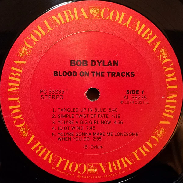 BOB DYLAN, Blood on the Tracks (CBS Red Label; PC 33235, US 1975, Textured Sleeve, Inner, Black Text On Rear Sleeve, Pitman Pressing) LP VG/VG - Image 3