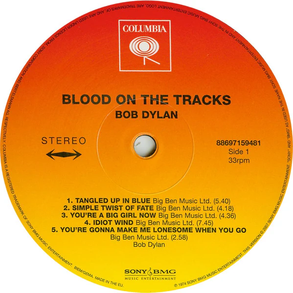 BOB DYLAN, Blood On The Tracks (Columbia; 88697159481, Europe 2007 Reissue, 180 Gram Vinyl) LP NEW/NEW - Image 3