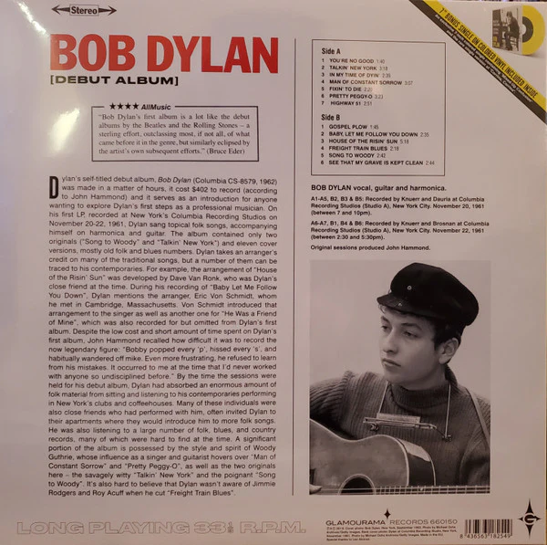 BOB DYLAN, Bob Dylan (Glamourama Records ; 660150, Europe 2019, No 7") LP VG+/EX - Image 2