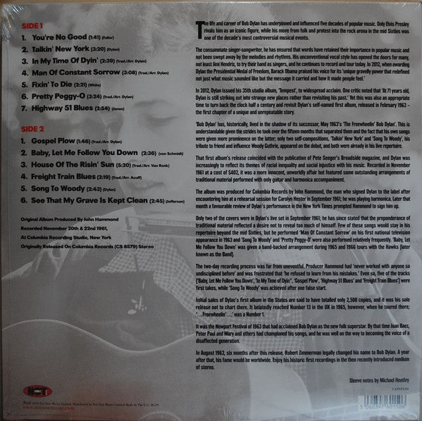 BOB DYLAN, Bob Dylan (Not Now Music; CATLP150, UK 2018) LP VG+/EX - Image 2