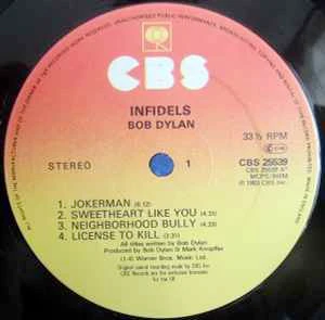 BOB DYLAN, Infidels (CBS Sunburst; CBS 25539, UK 1983, Inner) LP VG/VG - Image 3