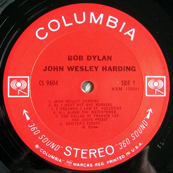 BOB DYLAN, John Wesley Harding (Columbia 360 Sound; CS 9604, US 1968, Stereo) LP VG/G+ - Image 3