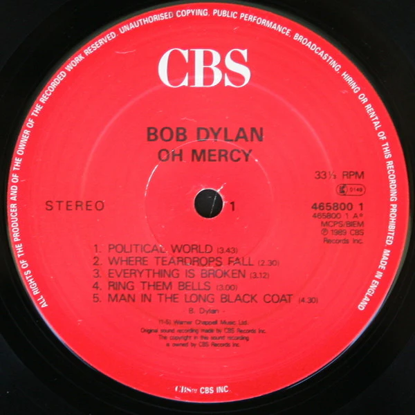 BOB DYLAN, Oh Mercy (CBS; 465800 1, UK 1989, Inner) LP VG/VG - Image 3