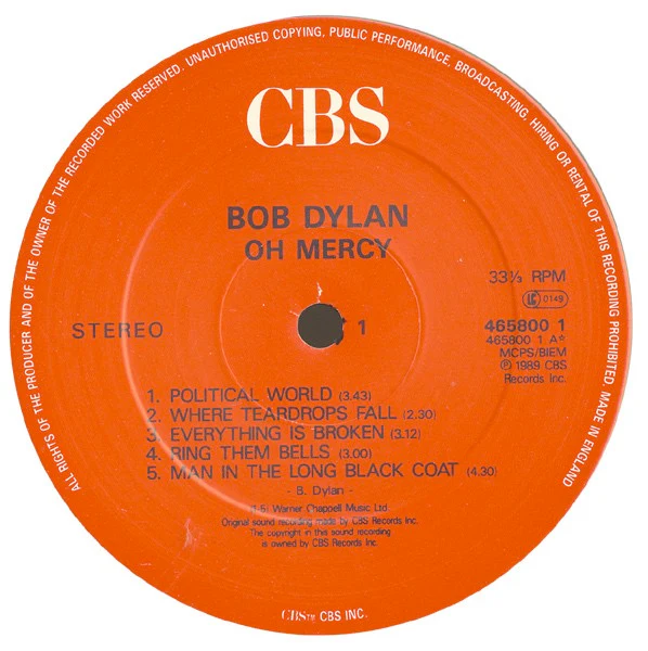 BOB DYLAN, Oh Mercy (CBS; 465800 1, UK 1989, No Inner, A1/B1) LP VG/VG - Image 3