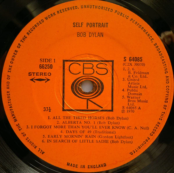 BOB DYLAN, Self Portrait (CBS Smooth Orange ; 66250, UK 1970, Gatefold) 2xLP VG/VG+ - Image 3