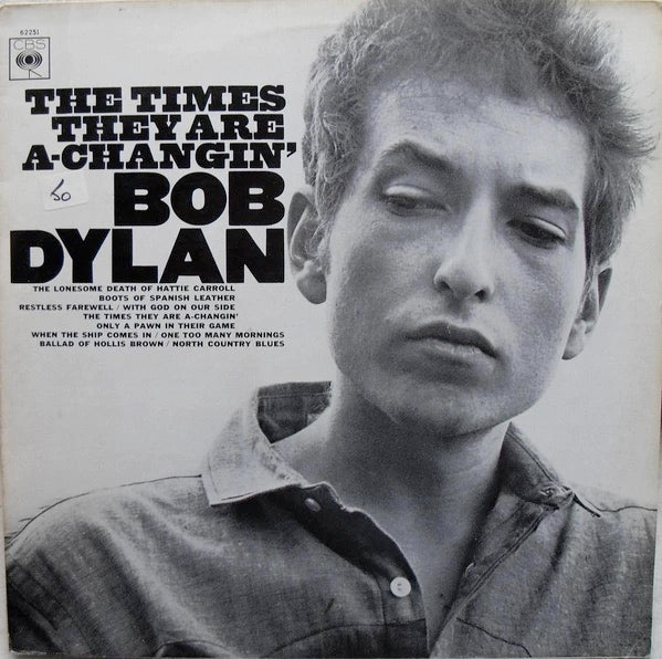 BOB DYLAN, The Times They Are A-Changin' (CBS Orange/Yellow; 62251, UK 1970s Reissue, Made In England At Bottom Of Label) LP VG/VG+