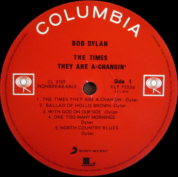 BOB DYLAN, The Times They Are A-Changin' (Columbia ; 88985344321, Europe 2016 Reissue, Insert, Mono, 180g Vinyl) LP NEW/NEW - Image 3
